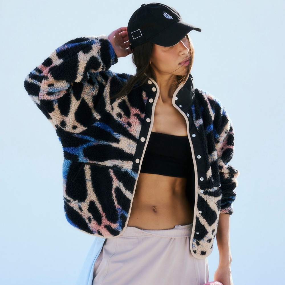 Hit the slopes printed fleece jacket